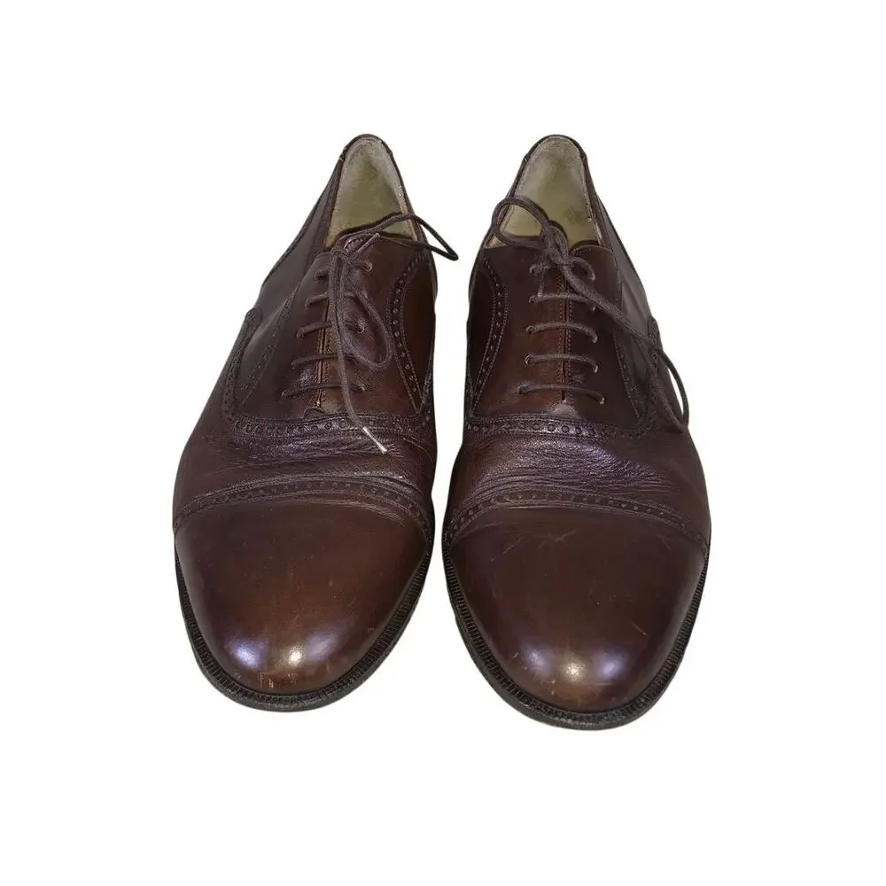 Vintage 90s Mezlan Oxford Dress Shoes Men’s 11 Brown Leather Formal Preppy Spain